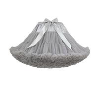 XinChangShangMao Women's Elastic Waist Chiffon Petticoat Puffy Tutu Tulle Skirt Princess Ballet Dance Pettiskirts Underskirt, Grey, One Size Short