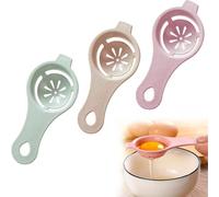 XINCHENG 3Pcs Egg Separator, Egg Yolk White Separator Tool, Food-Grade Plastic Egg White Yolk Filter Divider with Handle for Kitchen Baking Gadget, Pink Blue Khaki
