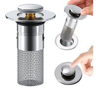 XINCHENG Universal Sink Drain Stoppers, Pop-up Sink Drain Strainer with Removable Stainless Steel Strainer Basket Hair Catcher, Bathroom Sink Strainer for Bathroom Sink Stopper Replacement