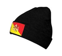xinchenxin Flag of Sicily Beanie Hat for Men Women Warm Cozy Knit Skullies Cap Acrylic Winter Hats Black