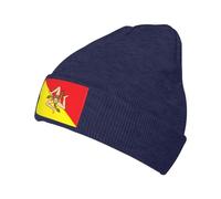 xinchenxin Flag of Sicily Beanie Hat for Men Women Warm Cozy Knit Skullies Cap Acrylic Winter Hats Navy Blue