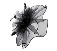 XINCHIA Fascinator Hat for Women Girl Flower Mesh Veil Elegant Feather Headband Retro Cocktail Tea Bridal Shower Hair Clips Pillbox Hat Tea Party Wedding Headpiece Headwear Fancy Dress Black