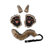 XINCHIA Faux Fur Fox Cat Ears Hair Clip Tail Gloves Set Fluffy Wolf Fox Cosplay Costume Hair Hoop Long Tail Kit Animal Dress Up Fancy Dress Accessories Halloween Role Play Party Costume for Adults