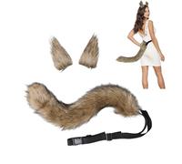 XINCHIA Faux Fur Fox Cat Ears Hair Clip Tail Set Fluffy Wolf Fox Cosplay Costume Hair Hoop Long Tail Kit Animal Dress Up Fancy Dress Hairband Accessories Halloween Role Play Party Costume for Adults