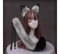 XINCHIA Faux Furry Fox Ears Headband and Tail Set Halloween Fluffy Animal Hairband Hair Hoop Long Tail Set Soft Cosplay Fancy Dress Costume Accessories Animal Dress Up Party Decoration for Women