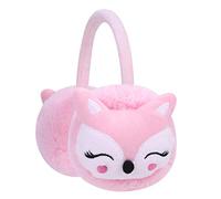 XINCHIA Girls Boys Earmuffs Winter Cartoon Fox Cute Plush Fleece Children Ear Muffs Warm Soft for Kids Warmer Protection Earflaps Adjustable Birthday Xmas Gift, Fashion Pink, One Size