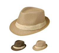 XINCHIA Mens Panama Fedora Trilby Straw Hat Summer Beach Sun Hat Floppy UV Protection Roll up Packable Panama Fedora Cap Cowboy Cowgirl Summer Sun Visor Short Brim Jazz Cap 56-58cm Khaki