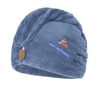 XINCHIA Quick Dry Velvet Hair Turban Towel Wrap for Women Girls, Super Absorbent, Button Design, Foldable, Navy