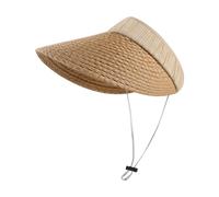 XINCHIA Sun Visors for Women Large Brim Beach Straw Golf Sports Visor Summer Cap UV Protection Sun Hat Adjustable Ladies Baseball Visor Cap Ponytail Topless UPF 50 Empty Top Hat Beige