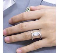 Xincsiwang Sweet Ring,Fashion Full Coat Ring Ladies Double Word Ring Silver Cubic Women's Cross Ring(None 8 Rose Golden 8)