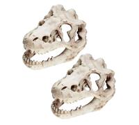 XINCXIN Resin Aquarium Cave Hideout，2pcs Dinosaur Skull Skeleton Hideout Ornament Craft Tortoise House Bubbler for Fish Tank Bones Reptile Decor Lid Animal Coral Kit