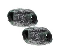 XINCXIN Resin Aquarium Cave Hideout，2Pcs Household Decor Realistic Stone Fish Tank Hiding Caves for Cichlid and Lizard Terrariums Lightweight Compact Accessory