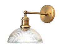 XINCXIN Vintage Industrial Wall Light Fixtures,Wall Lights for Living Room,Industrial Wall Light with Clear Ribbed Glass Shade, Dome Wall Light for Kitchen(Antique Gold)