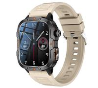 XINDADA Smart Watch LED Flashlight QX12 1.96inch Large Screen Bluetooth Calling AI Voice SOS Men Women Smartwatch Sports Fitness Tracker (Brown)