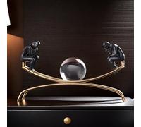 XINDAM Elegant The Thinker Thinking Man Statue with Crystal Ball Decorative Home & Office Figurines Home Office Display Craft Living Room Decor Ornaments for Tabletop