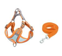 XINDAOLAISHENGQ Dog Vest Harness and Leash Set, Breathable, Adjustable, Reflective Strip, Escape Proof, Medium Size, Orange