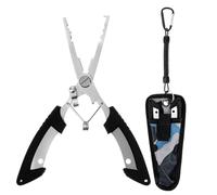 Xindojuz 1 PCS Fishing Pliers Saltwater, Fishing Scissors Line Cutter, Split Ring Pliers Hook Remover with Safety Lock, Stainless Steel Fishings Tools with Sheath, Fishings Gear Gifts for Men