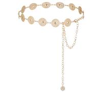 Xindojuz 1 PCS Gold Belt Chain, Metal Belly Chain Western Waist Belt for Women Dress, Adjustable Country Boho Cowgirl Waist Chains for Jeans Concho Concert Gold Chains Hip Belts (116 cm)