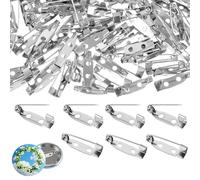 Xindojuz 100 PCS Bar Pins Backs Safety Clasp, 20mm Silver Locking Brooch Clasp Pins for Crafts, Bar Jewelry Pin Backings for Jewelry Making, Name Tags, Corsage, Badge and DIY Accessories (Silver)