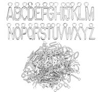 Xindojuz 104 PCS/4 Sets Letter Charms for Jewellery Making, Mini Silver Initial Charm Bulk for Crafts, Metal Alphabet A-Z Dangle Letters for Bracelets DIY Craft Wristbands Necklace Pendant (Silver)