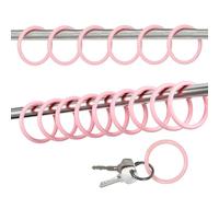 Xindojuz 15 Pcs Shower Curtain Rings and Hooks, Plastic Decorative Round Easy Install Snap Closure Hangers, O Shaped Shower Hooks for Curtain Bathroom Showers Window Rod (Pink, 2.36×1.97 inch)