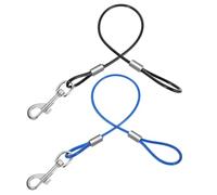 Xindojuz 2 PCS Chew Proof Dog Leash Extender for Training, Small Dog Leash Retractable Heavy Duty No Tangle Multiple Two Dogs Leashes for Small Medium Large Dogs (Black Blue, 15.75 Inch/40 cm)