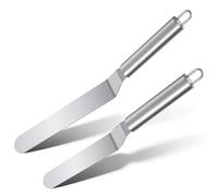 Xindojuz 2 PCS Offset Palette Knife Baking, Premium Stainless Steel Cake Decorating Tools, Icing Spatula with Sturdy & Durable Handle for Home Kitchen Cooking Frosting, Dishwasher Safe (6 inch+8 inch)