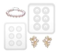 Xindojuz 2 PCS Silicone Jewelry Bead Molds with Hole, 6 Cavity Round Bead Mold for Epoxy Bracelet Molds Polymer Clay Soap Jewelry Making Tools Cabochon Gemstone DIY Projects Craft Decoration Supplies