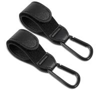 Xindojuz 2 PCS Stroller Hooks for Bags, Multipurpose Stroller Straps with Large Carabiner Clip for Hanging Diaper Bag and Strollers Organizer Accessories for Wheelchair, Shopping and Pet Carts (Black)