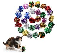 Xindojuz 30 Pack Crinkle Cat Toy, 2.36 Inch Polyester Film Interactive Crinkle Balls for Cats, Colorful Paper Chew and Chase Crinkles Balls Toys for Indoor Cats Pets Kittens to Keep Fit Active