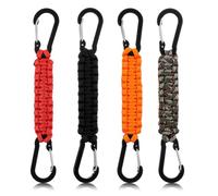 Xindojuz 4 PCS Paracord Keychain, D Ring Small Carabiner Clips, Lanyard Hanger Keychain Hook Water Bottle Clip, Ideal for Men/Women Outdoor Hiking, Fishing, Hunting and Camping (4 Colors)