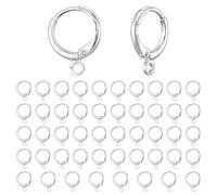 Xindojuz 50 PCS Sterling Silver Earring Hooks, Small Huggie Hoop Earrings for Jewelry Making, Leverback French Dangle Earring Hook Findings Earrings Supplies for Women (15mm×11mm)