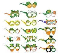 XINDY 16pcs St. Patricks Day Glasses, Shamrock Glasses Paper St. Patrick's Day Accessories Irish Photo Booth Props St Paddys Day Decorations St. Patricks Day Fancy Dress Eyeglasses for Kids Adults