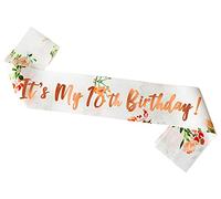 XINDY 18th Birthday Sash for Girls, Rose Gold Text Floral It's My 18th Birthday Satin Sash Birthday Gifts 18th Birthday Accessory for Girls 18th Birthday Decorations Party Favor Supplies