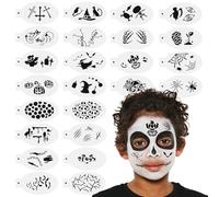 XINDY 22pcs Halloween Face Paint Stencils Skull Spider Bat Pumpkin Face Painting Stencils for Crafts Reusable Tattoo Stencil for Kids Adults Halloween Makeup Holiday Party