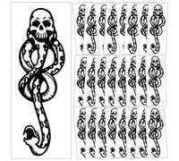 XINDY 25 Sheets Dark Mark Death Eater Tattoos, Magic Mantra Snake Skull Fake temporary Tattoos for Adults Kids Halloween Cosplay/Costume Tattoo Accessories Halloween Party Favors Supplies