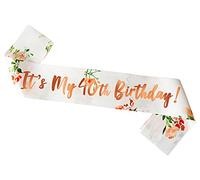 XINDY 40th Birthday Sash for Women, Rose Gold Text Floral It's My 40th Birthday Satin Sash Birthday Gift 40th Birthday Accessories for Women 40th Birthday Decorations Party Favor Supplies