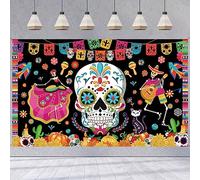XINDY Day of The Dead Backdrop Banner Día de los Muertos Decorations Mexican Fiesta Skull Background Banner for Indoor Outdoor Halloween Day of the Dead Party Decorations Supplies