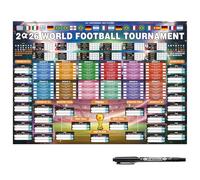 XINDY Extra Large World Cup Football 2026 Wall Chart, 96 x 66cm World Cup WallChart Schedule Poster with UK Time, 48 Teams Group & Knockout Results Tracker for Football Party Decorations