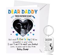 XINDY First Fathers Day Card from Bump, Happy First Father's Day Dad To Be Card Daddy Keyring Father's Day Gifts from Bump