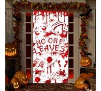 XINDY Halloween Door Banner Blood No One Leavers Door Cover Scary Halloween Decorations for Front Door Porch Outdoor Door Decorations