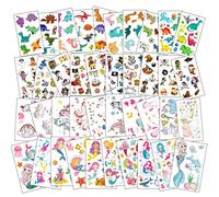 XINDY Temporary Tattoos for Kids, 40 Sheets Unicorn Mermaid Dinosaur Pirate Fake Waterproof Tattoo Sticker for Boys Girls Children's Party Bag Fillers Christmas Birthday Party Supplies Favors