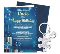 XINDY Uncle Birthday Card, Sentimental Wording Happy Birthday Card Uncle Keyring Gifts from Nephew, Niece with Envelope