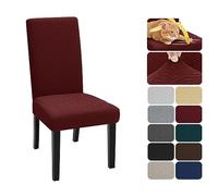 XINEAGE 2 Packs Newest Pattern Dining Chair Slipcover Parsons Chair Furniture Protector Stretch Chair Covers for Dining Room, Restaurant, Kitchen, Party (Wine Red)