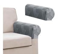 XINEAGE 2 Pcs Armchair Covers, Stretch Arm Rest Covers Non Slip,Washable Armrest Cover Protector for Sofa, Couch Feature Geometrical Jacquard Fabric,Light Grey