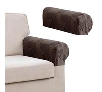 XINEAGE 2 Pcs Armchair Covers, Stretch Arm Rest Covers Non Slip,Washable Armrest Cover Protector for Sofa, Couch Feature Geometrical Jacquard Fabric,Brown