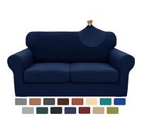 XINEAGE 2025 New 3 Pieces Couch Covers for 2 Cushion Sofa Super Stretch Loveseat Slipcover Pet Dog Universal Slip Cover Anti Slip Love Seat Furniture Protector (Navy Blue, 55"-69")