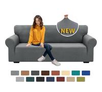XINEAGE High Stretch Sofa Covers 3 Seater Latest Jacquard 1 Piece Sofa Slipcovers Living Room Universal Couch Covers for Dogs Pet Non Slip Sofa Furniture Protector Washable (3 Seater, Light Gray)
