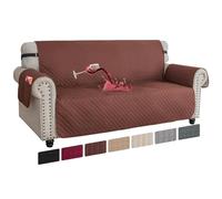 XINEAGE Quilted Sofa Covers 3 Seater, Water Resistant Couch Covers for 3 Seater, Non Slip Sofa Slipcoevrs for Dogs Pets, Reversible Sofa Protector with Elastic Strap Washable (Sofa, Coffee)