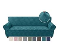 XINEAGE Stretch Sofa Covers 4 Seater, 1 Piece Sofa Slipcovers with Non Slip Design, Soft Geometrical Jacquard Couch Covers Oversized, Washable Furniture Protector for Dog/Pets (XL Sofa,Peacock Blue)